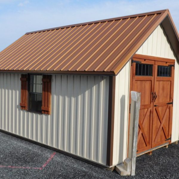 10x16 steel board batten chalet storage shed display #242 free delivery first 100 miles
